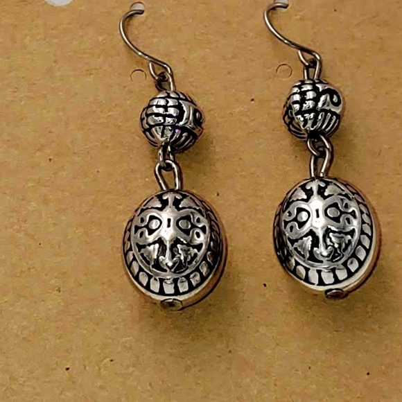 24750. HANDMADE Silver Pierced Earrings - Picture 2 of 5